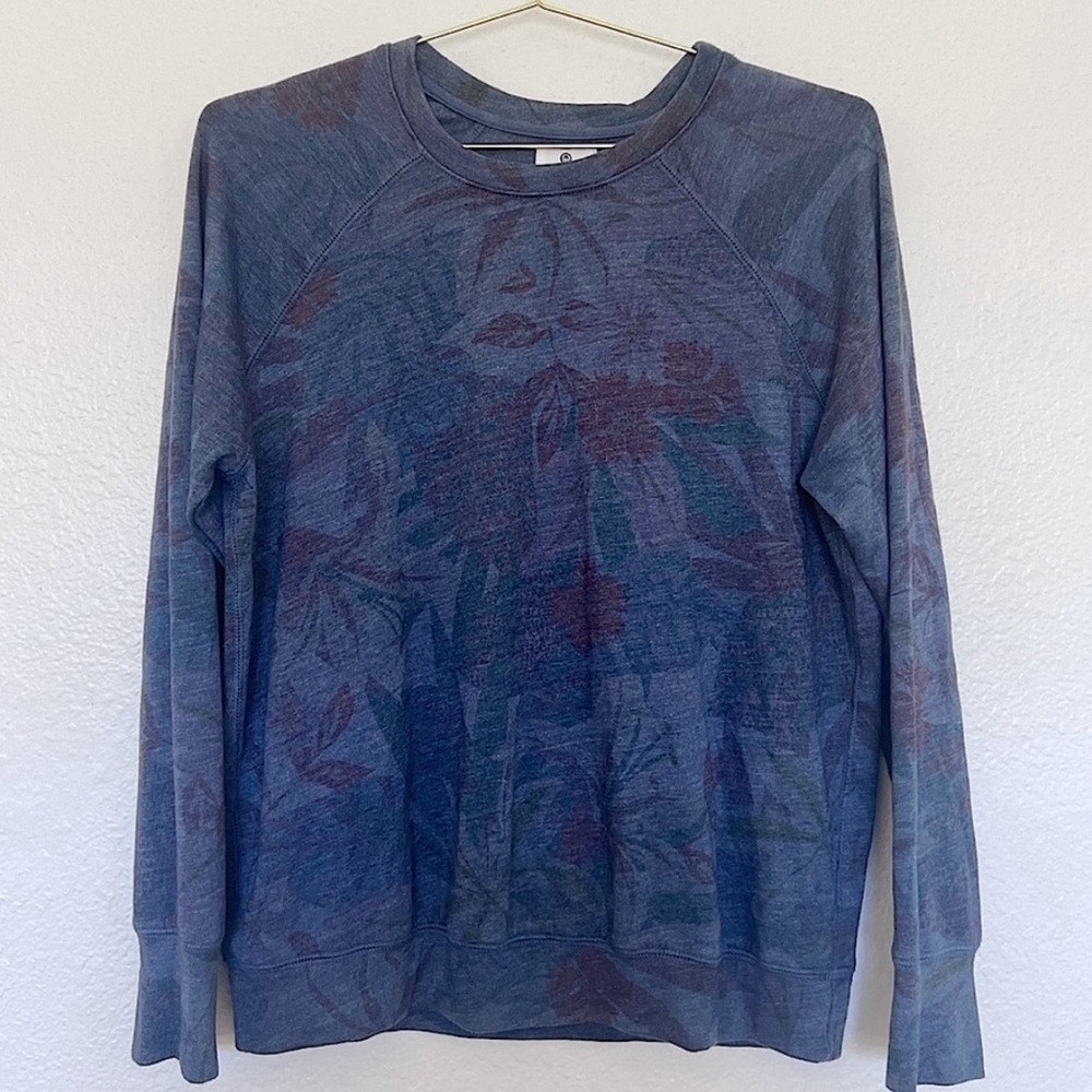 SUNDRY Hawaiian Print Crewneck in Blue SZ 2 (310)